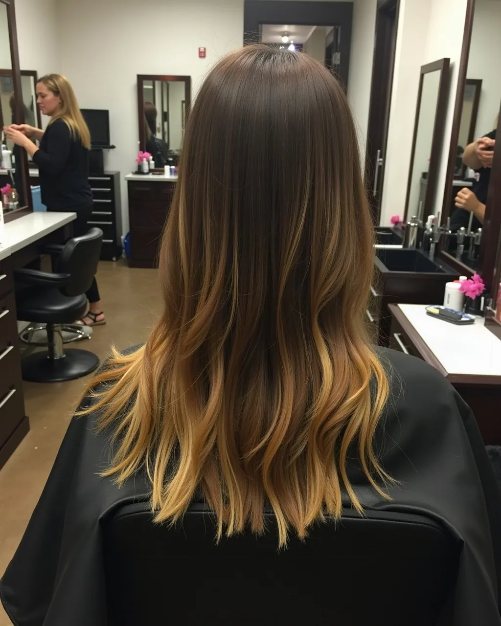 Casual chair-side phone shot of finished balayage