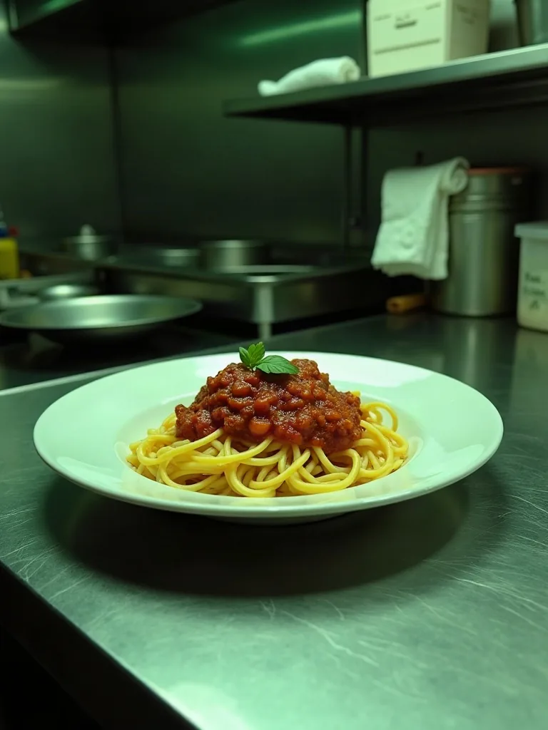 Phone photo of a pasta dish on a kitchen counter
